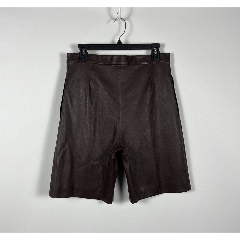 THE ROW Vintage Espresso Brown‎ 100% Lambskin Bermuda Shorts Women's Size 4 NWT - Picture 2 of 7